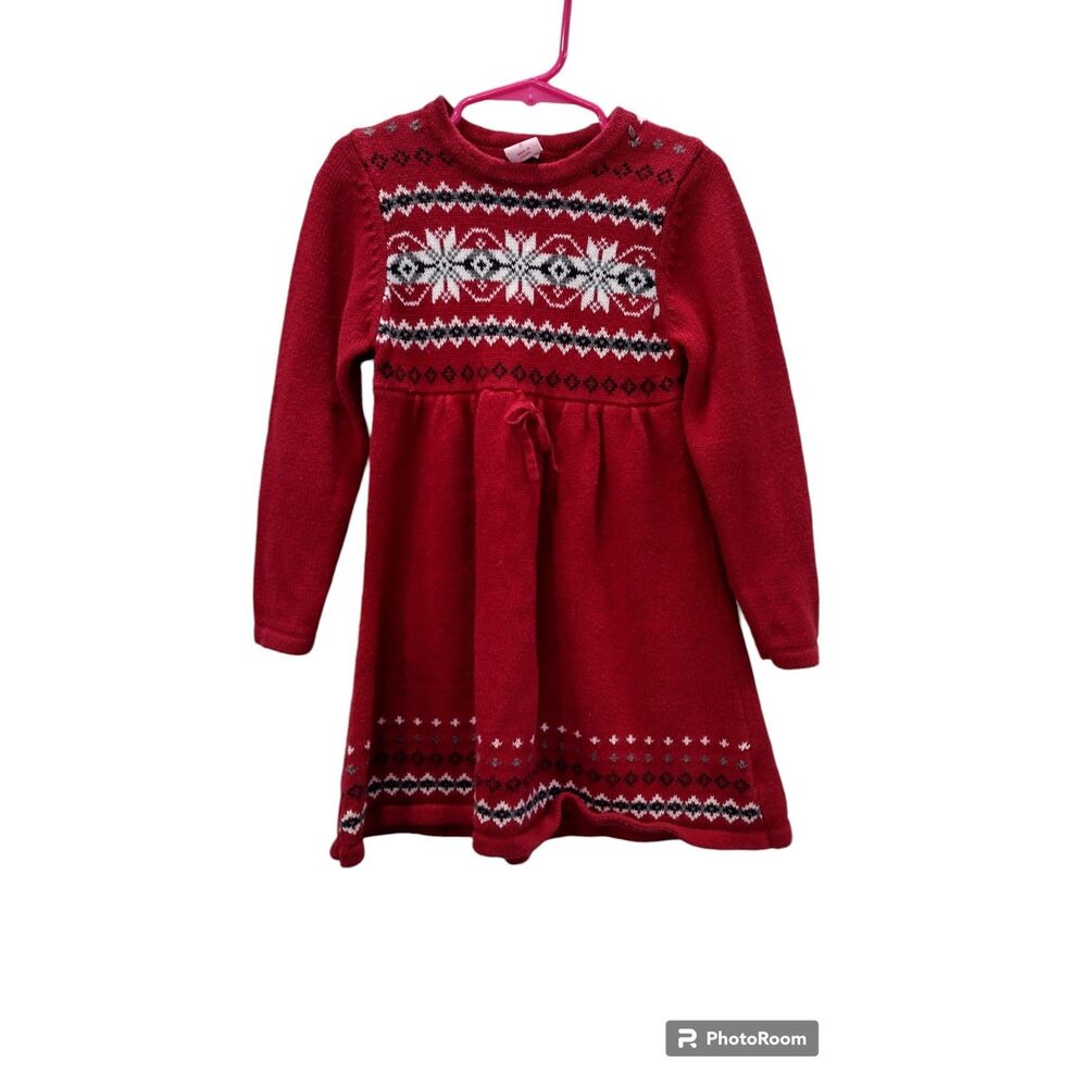 Copper Key Red Holiday Snowflake Long Sleeve Sweater Dress Girl's 5